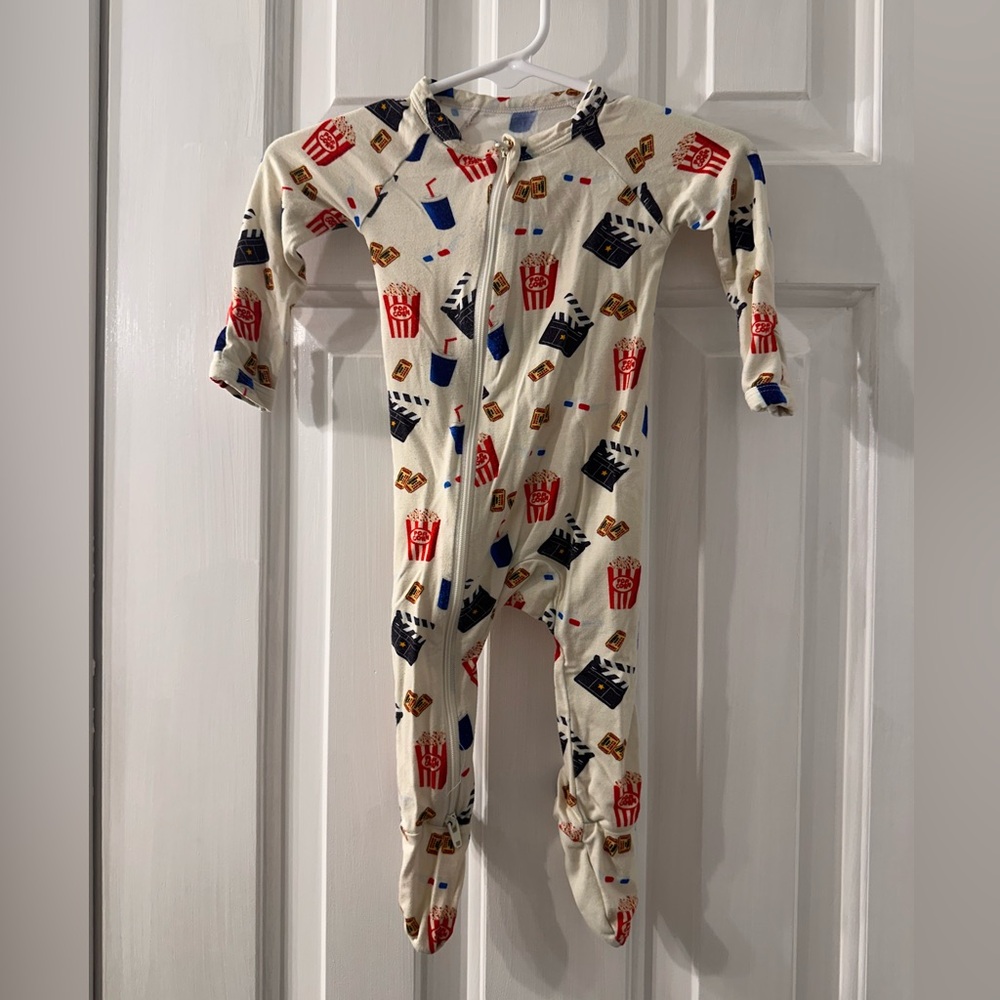 Kids Cream Snack Print Footie One-Piece